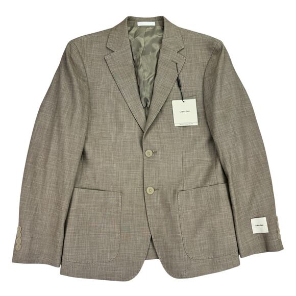 Calvin Klein Mens Mariano Slim Fit Stretch Sport Coat Tan Brown 38S